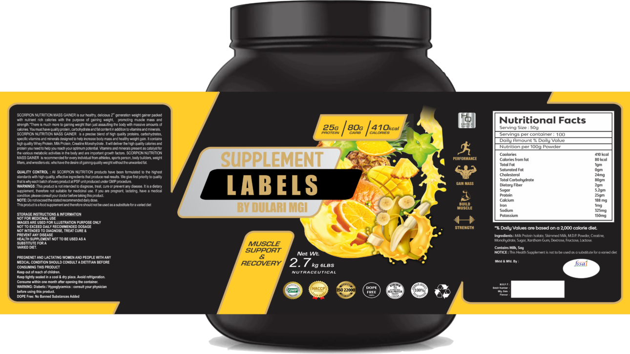 Supplements Labels Printing